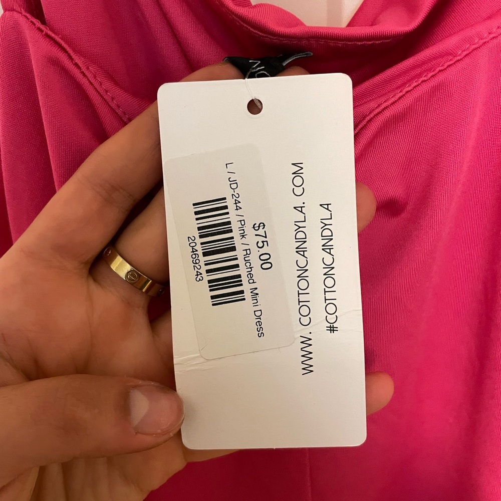 Pink Rouched Mini Dress - Picture 2 of 3